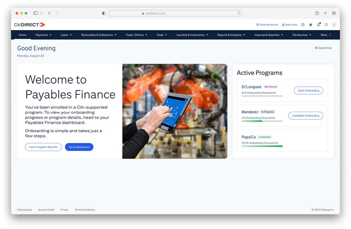 Citi supplier finance platform preview